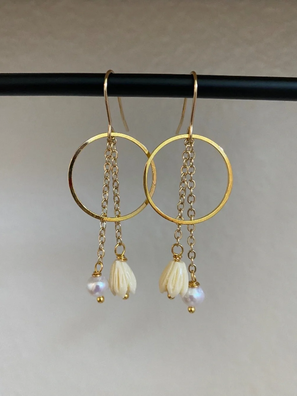 Handmade Pikake Earrings with Freshwater Pearl
